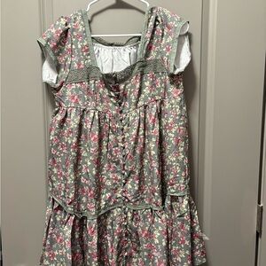 Floral Gray and Pink Kids Dress